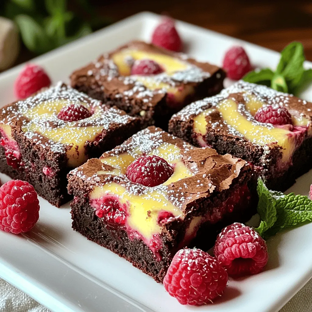 Raspberry cheesecake brownies blend rich chocolate and creamy cheesecake. This treat excites your taste buds with its unique mix of flavors.