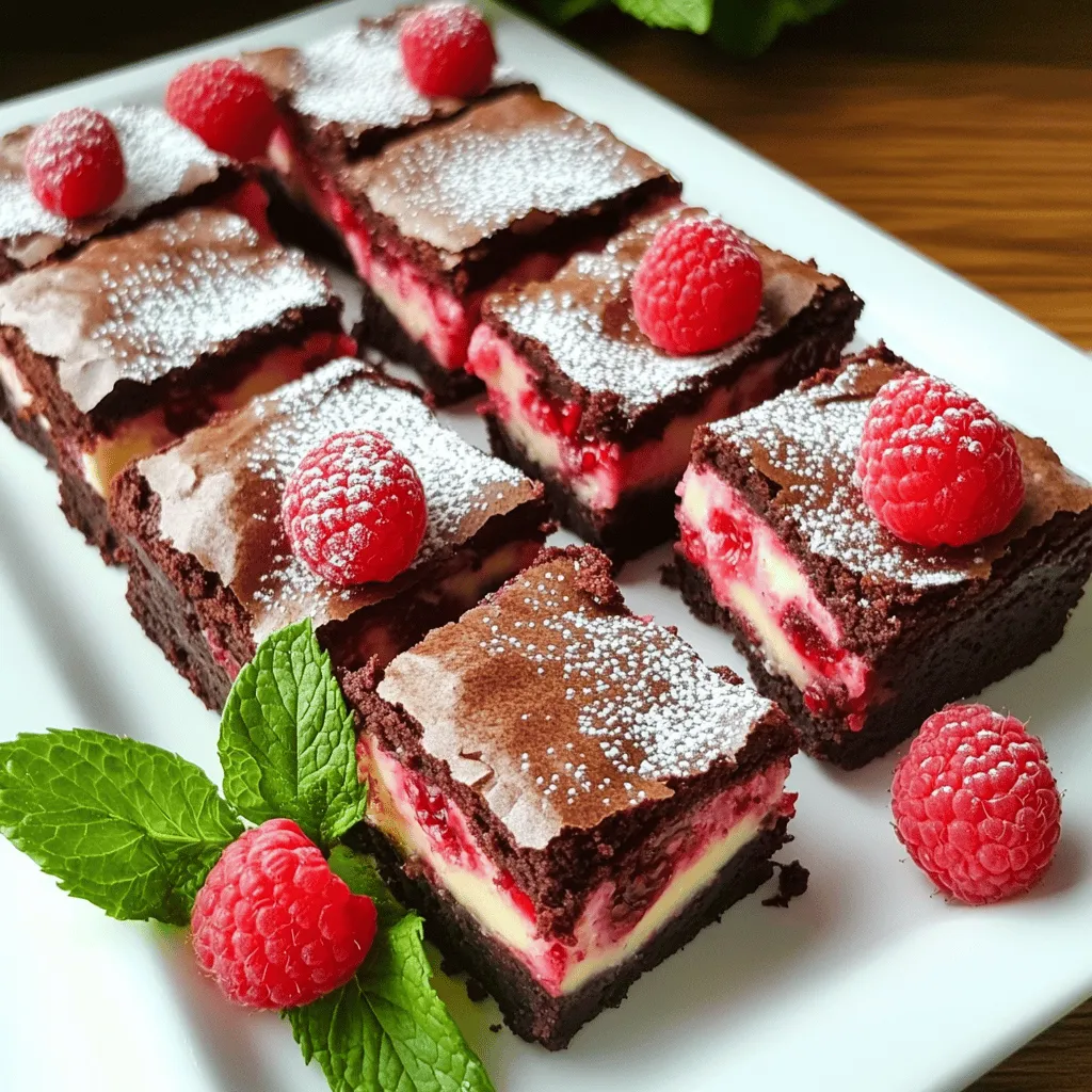 Raspberry cheesecake brownies blend rich chocolate and creamy cheesecake. This treat excites your taste buds with its unique mix of flavors.