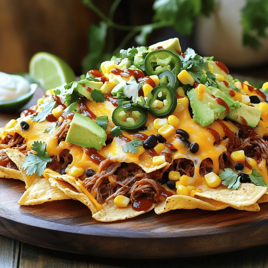 Pulled pork nachos are a fun twist on a classic snack. They mix crispy tortilla chips with savory pulled pork. The rich flavors and textures make them a hit at any gathering.