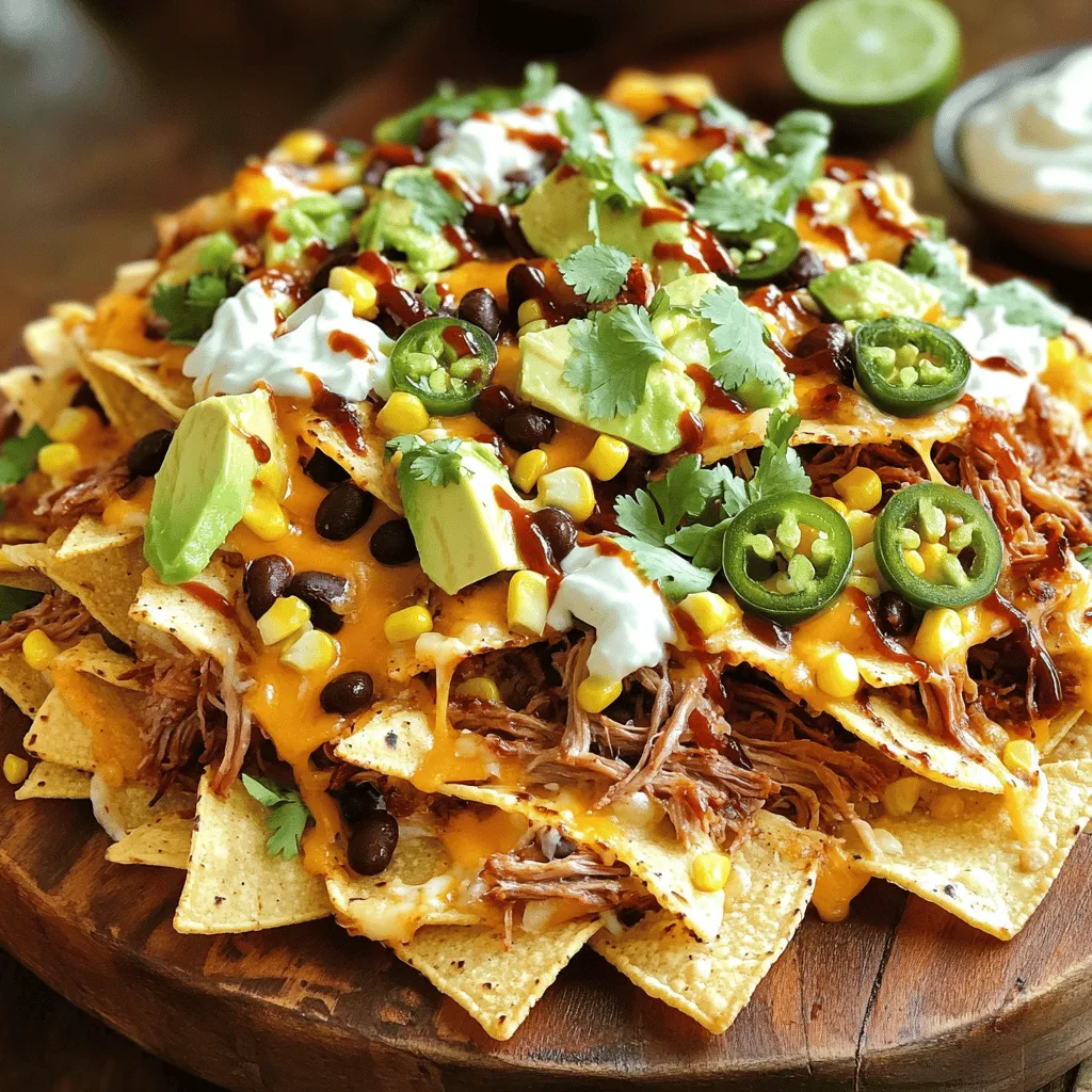 Pulled pork nachos are a fun twist on a classic snack. They mix crispy tortilla chips with savory pulled pork. The rich flavors and textures make them a hit at any gathering.