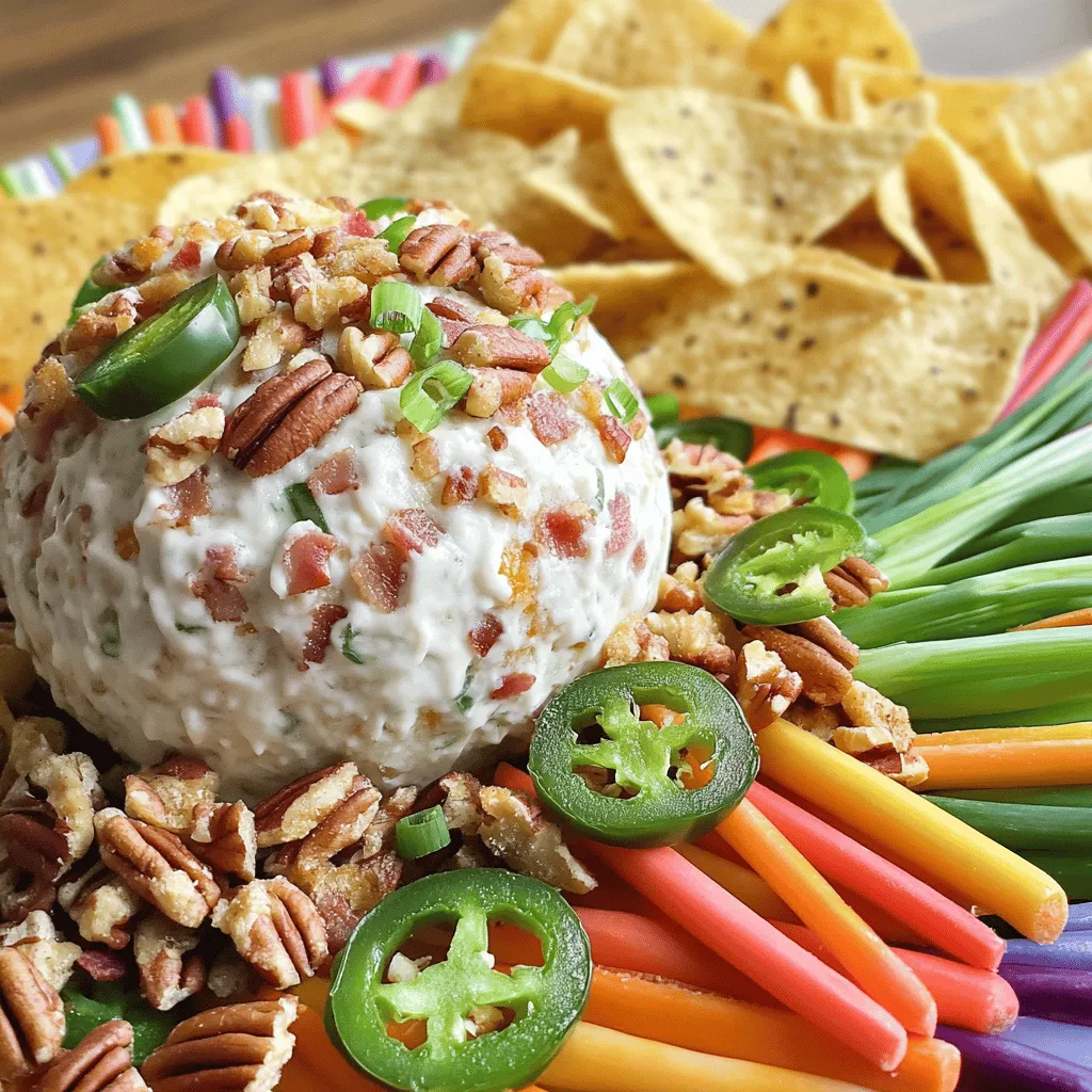 To make a great bacon ranch jalapeno cheeseball, you need simple yet bold ingredients. The star of this recipe is cream cheese. You want it softened for easy mixing. It gives the cheeseball a creamy texture. Next is sharp cheddar cheese. Its strong flavor pairs well with the other ingredients.