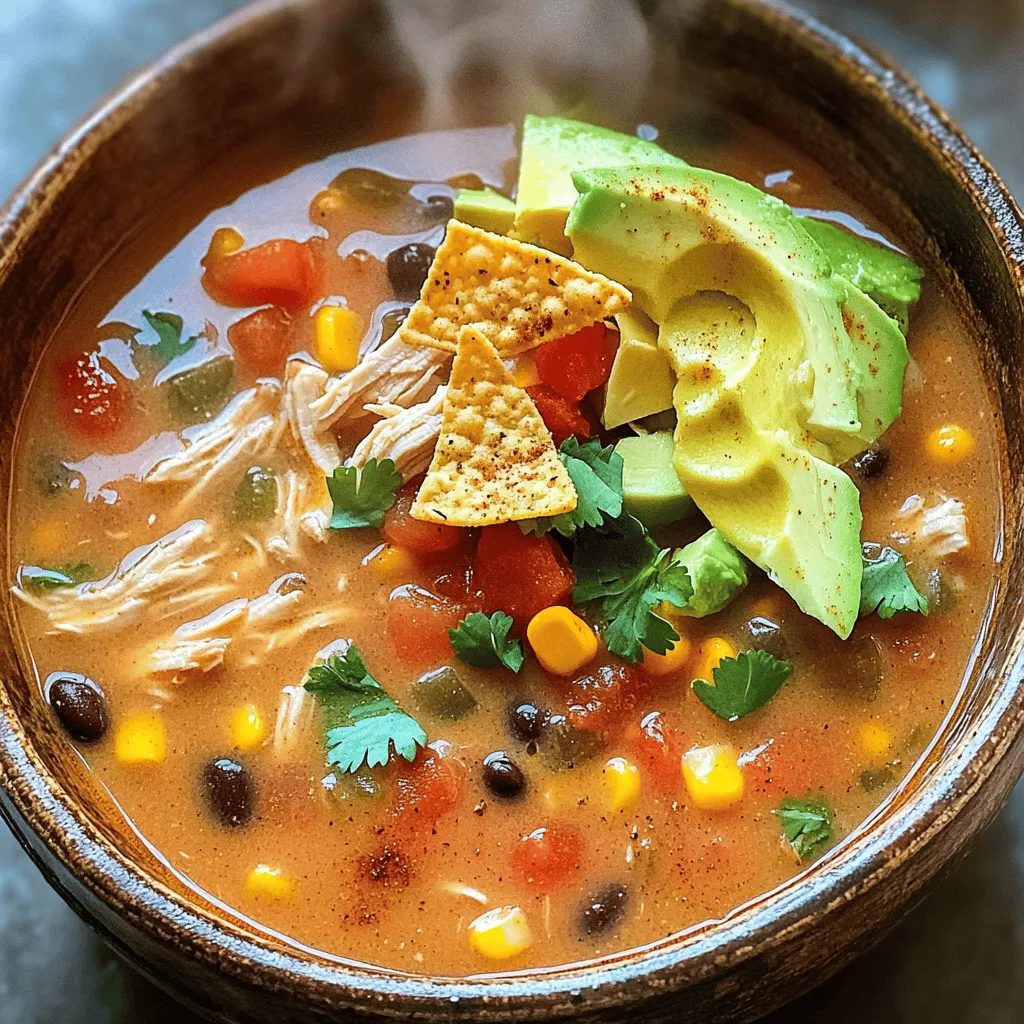 To create a rich and tasty creamy chicken tortilla soup, you need key ingredients. First, you need chicken. I use one pound of boneless, skinless chicken breasts. The chicken gives flavor and protein.