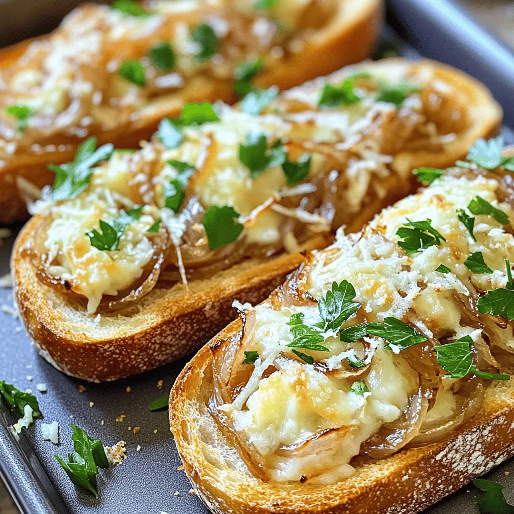 French Onion Garlic Bread is a delightful twist on traditional garlic bread, combining the rich, savory flavors of caramelized onions with the aromatic punch of garlic, all enveloped in gooey, melted cheese. This dish is a comfort food lover's dream, perfect for sharing at gatherings or enjoying as a cozy evening snack. Its versatility shines through as it can serve as an appetizer, a side dish accompanying your favorite pasta, or even as a standalone snack while binge-watching your favorite show.