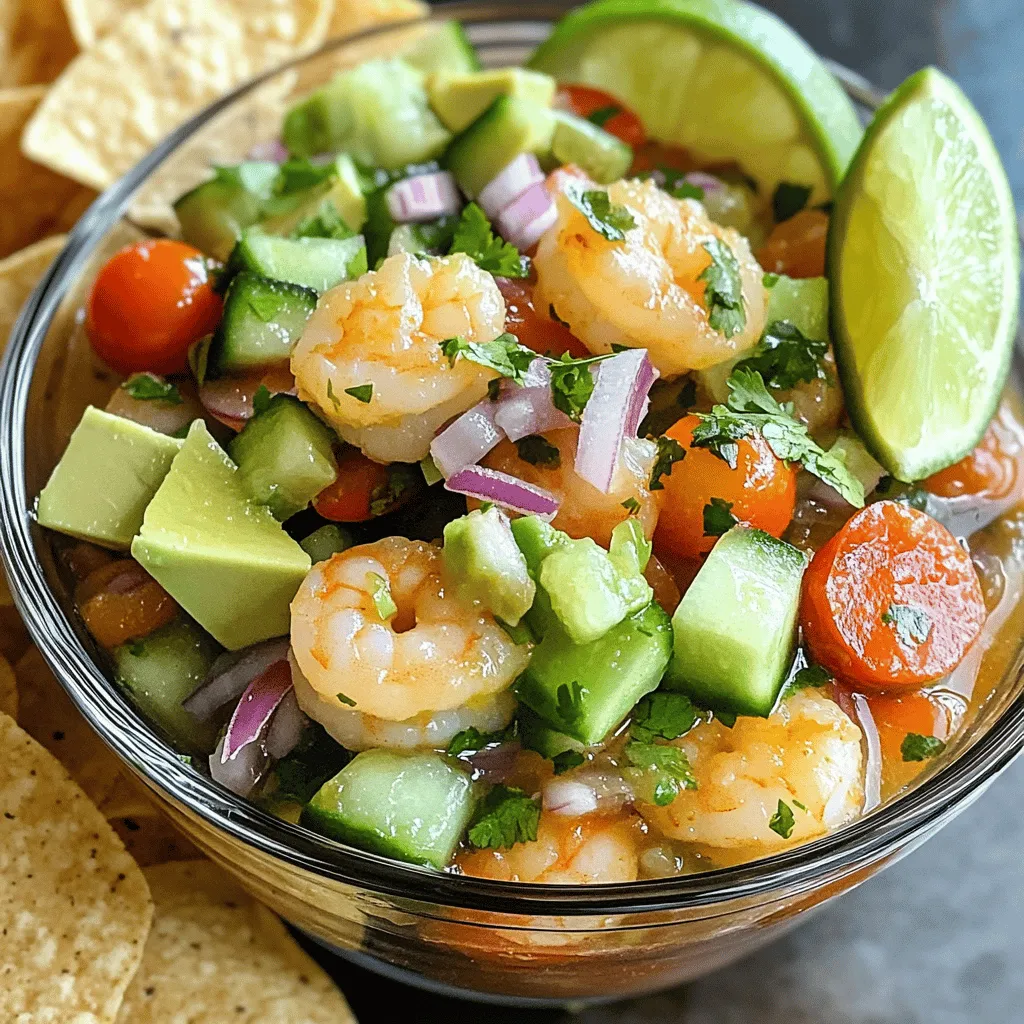 The main protein in shrimp ceviche is fresh shrimp. You should use one pound of shrimp, peeled and deveined. This makes the dish light and tasty. The shrimp should be fresh to ensure safety and quality.