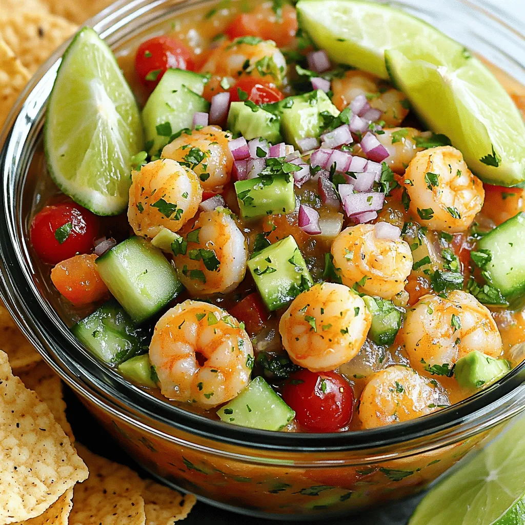 The main protein in shrimp ceviche is fresh shrimp. You should use one pound of shrimp, peeled and deveined. This makes the dish light and tasty. The shrimp should be fresh to ensure safety and quality.