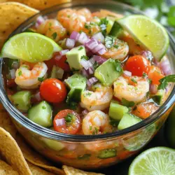 The main protein in shrimp ceviche is fresh shrimp. You should use one pound of shrimp, peeled and deveined. This makes the dish light and tasty. The shrimp should be fresh to ensure safety and quality.