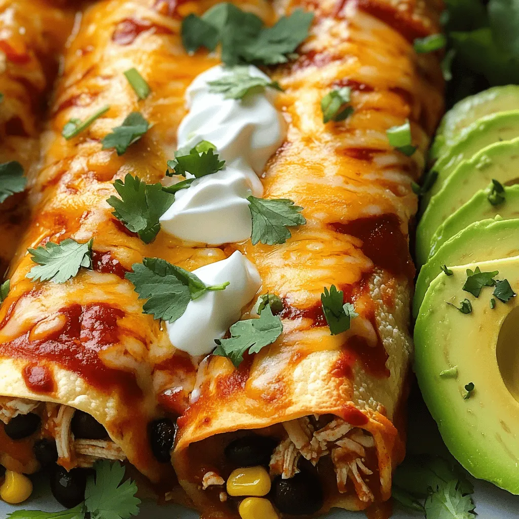 To make baked chicken chimichangas, you need a few essential ingredients. The main ingredients include cooked chicken, black beans, corn, and cheese. You can use 2 cups of cooked chicken, shredded. I like using rotisserie chicken for a quick option. Next, add 1 cup of black beans, rinsed and drained. Corn is also key; use 1 cup of fresh, frozen, or canned corn kernels.