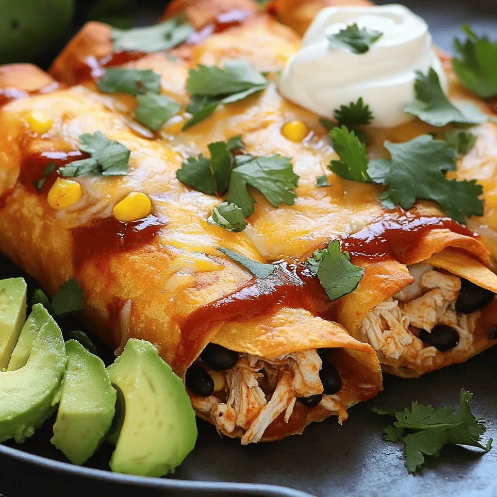 To make baked chicken chimichangas, you need a few essential ingredients. The main ingredients include cooked chicken, black beans, corn, and cheese. You can use 2 cups of cooked chicken, shredded. I like using rotisserie chicken for a quick option. Next, add 1 cup of black beans, rinsed and drained. Corn is also key; use 1 cup of fresh, frozen, or canned corn kernels.