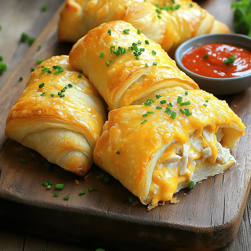 To make cheesy chicken crescent rolls, you need simple ingredients. First, grab a can of crescent roll dough. This dough forms the base of your rolls. Next, use one cup of cooked chicken. Shredded chicken works best. It adds protein and flavor.