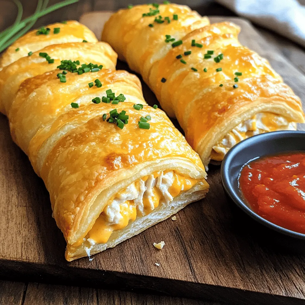 To make cheesy chicken crescent rolls, you need simple ingredients. First, grab a can of crescent roll dough. This dough forms the base of your rolls. Next, use one cup of cooked chicken. Shredded chicken works best. It adds protein and flavor.