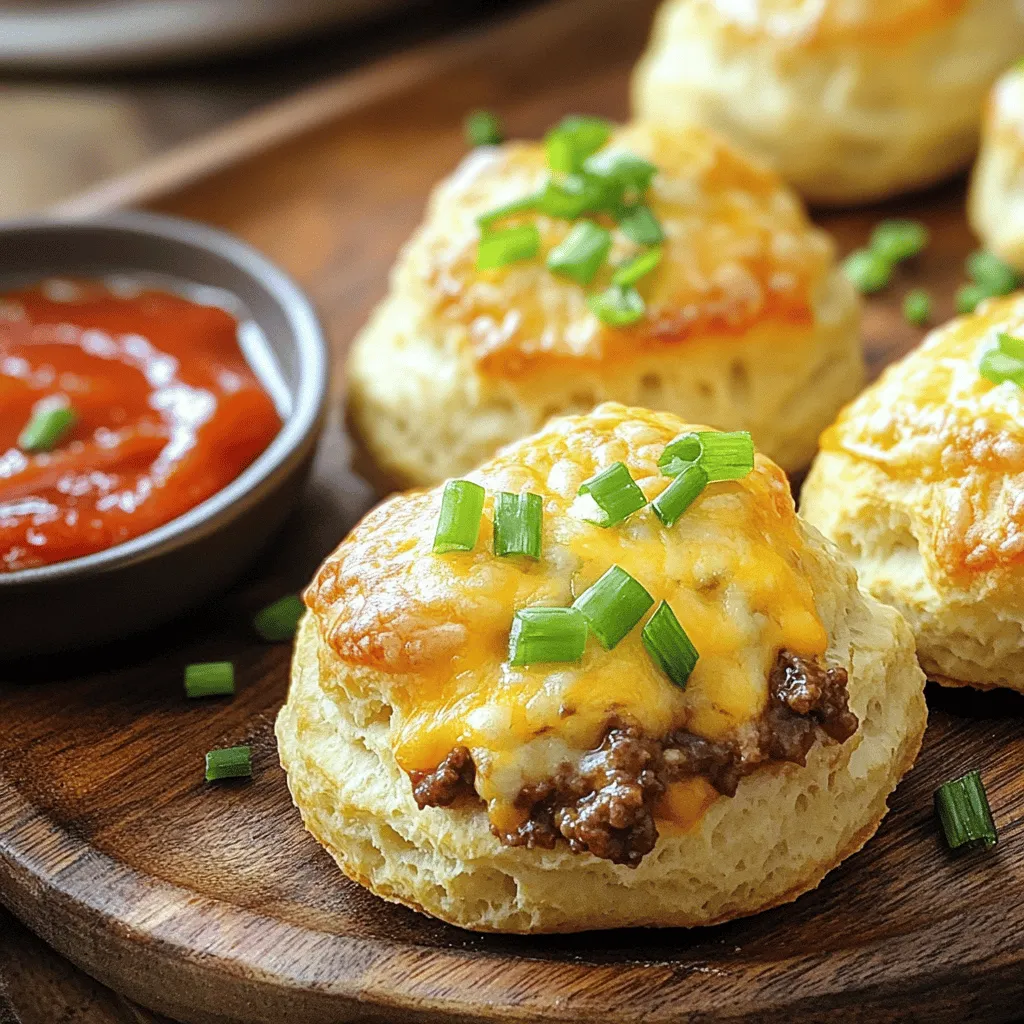 To make cheesy beef biscuit bombs, you need simple ingredients. Here are the key items: