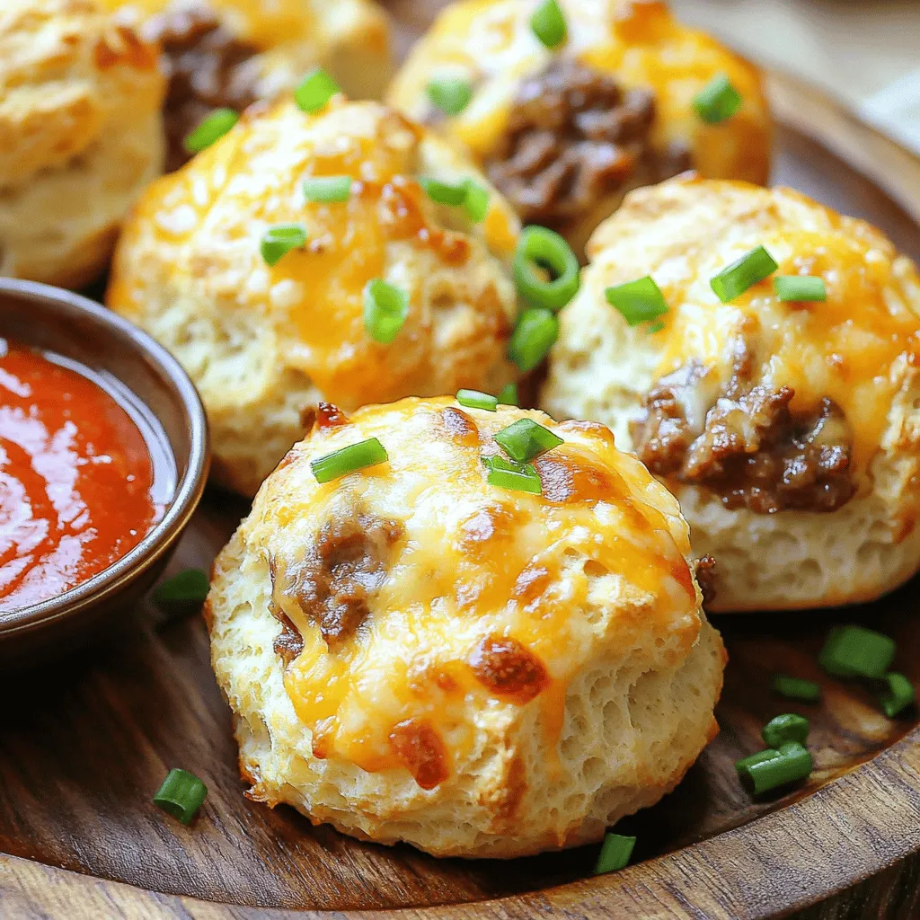 To make cheesy beef biscuit bombs, you need simple ingredients. Here are the key items: