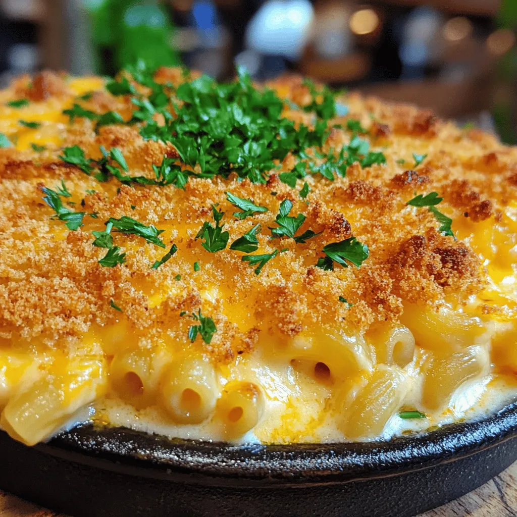 To make an easy baked macaroni and cheese recipe, you need simple ingredients. Start with 8 oz of elbow macaroni. This type of pasta holds cheese well. Next, you will need cheese. I recommend 2 cups of shredded sharp cheddar cheese for a rich flavor. Add 1 cup of shredded mozzarella for creaminess and 1/2 cup of grated Parmesan for depth.