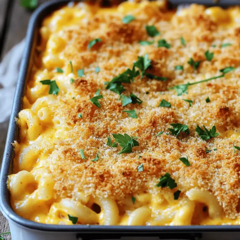 To make an easy baked macaroni and cheese recipe, you need simple ingredients. Start with 8 oz of elbow macaroni. This type of pasta holds cheese well. Next, you will need cheese. I recommend 2 cups of shredded sharp cheddar cheese for a rich flavor. Add 1 cup of shredded mozzarella for creaminess and 1/2 cup of grated Parmesan for depth.