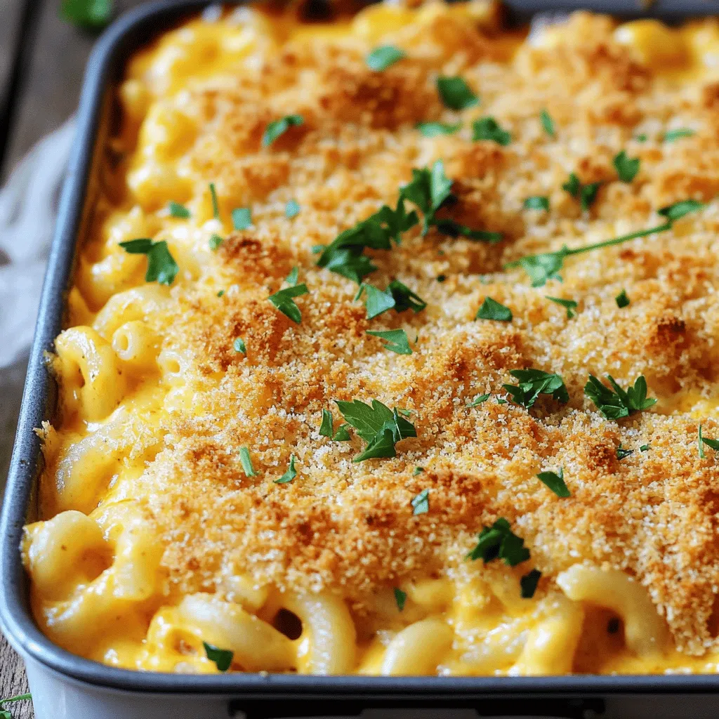 To make an easy baked macaroni and cheese recipe, you need simple ingredients. Start with 8 oz of elbow macaroni. This type of pasta holds cheese well. Next, you will need cheese. I recommend 2 cups of shredded sharp cheddar cheese for a rich flavor. Add 1 cup of shredded mozzarella for creaminess and 1/2 cup of grated Parmesan for depth.