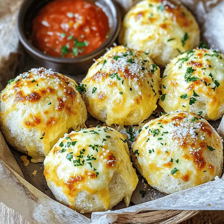 Pillsbury Biscuit Garlic Butter Cheese Bombs are warm, cheesy treats. They are made with soft biscuit dough and filled with gooey cheese. You coat them in garlic butter for extra flavor. These bites are easy to make and perfect for snacks or parties.