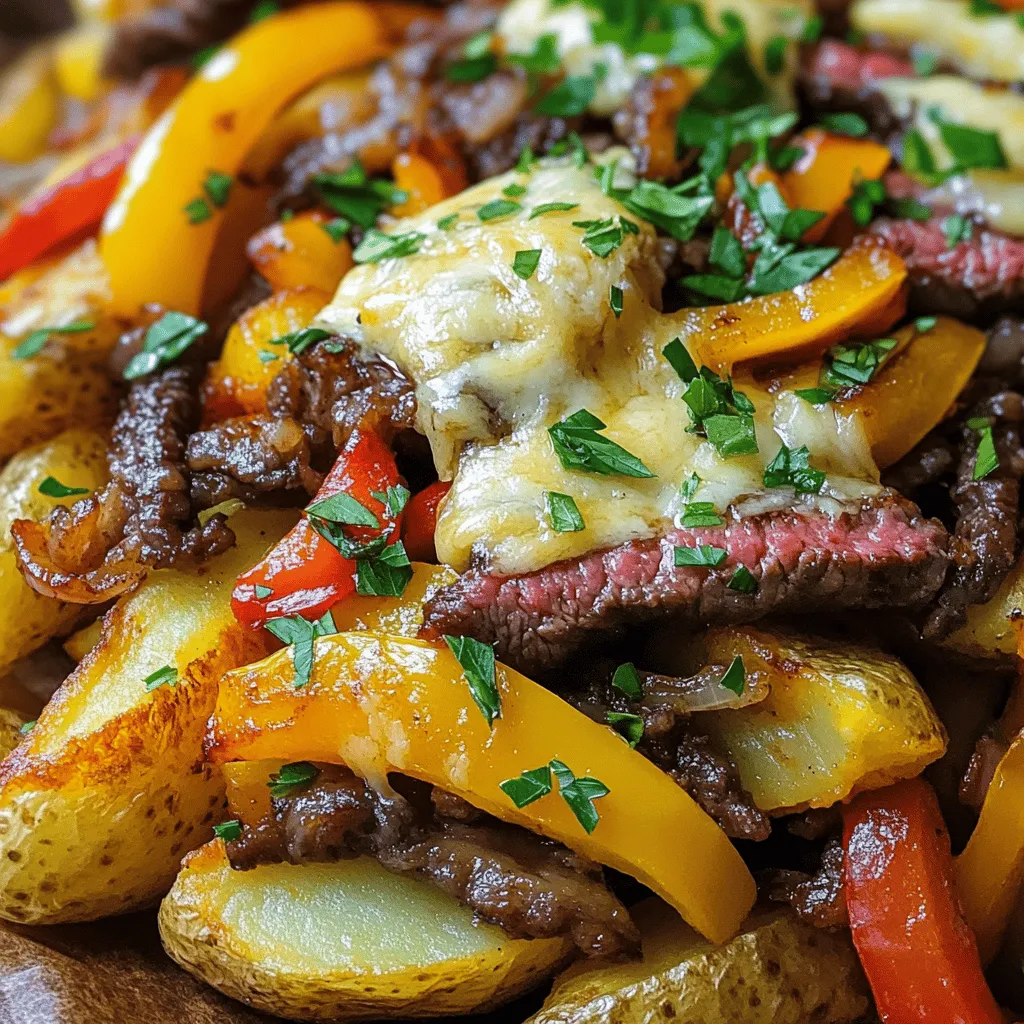 Philly cheesesteak fries are a tasty twist on a classic dish. They combine crispy fries with the flavors of a Philly cheesesteak. You get steak, cheese, and veggies all piled high on a bed of fries. This dish brings comfort food to a new level.