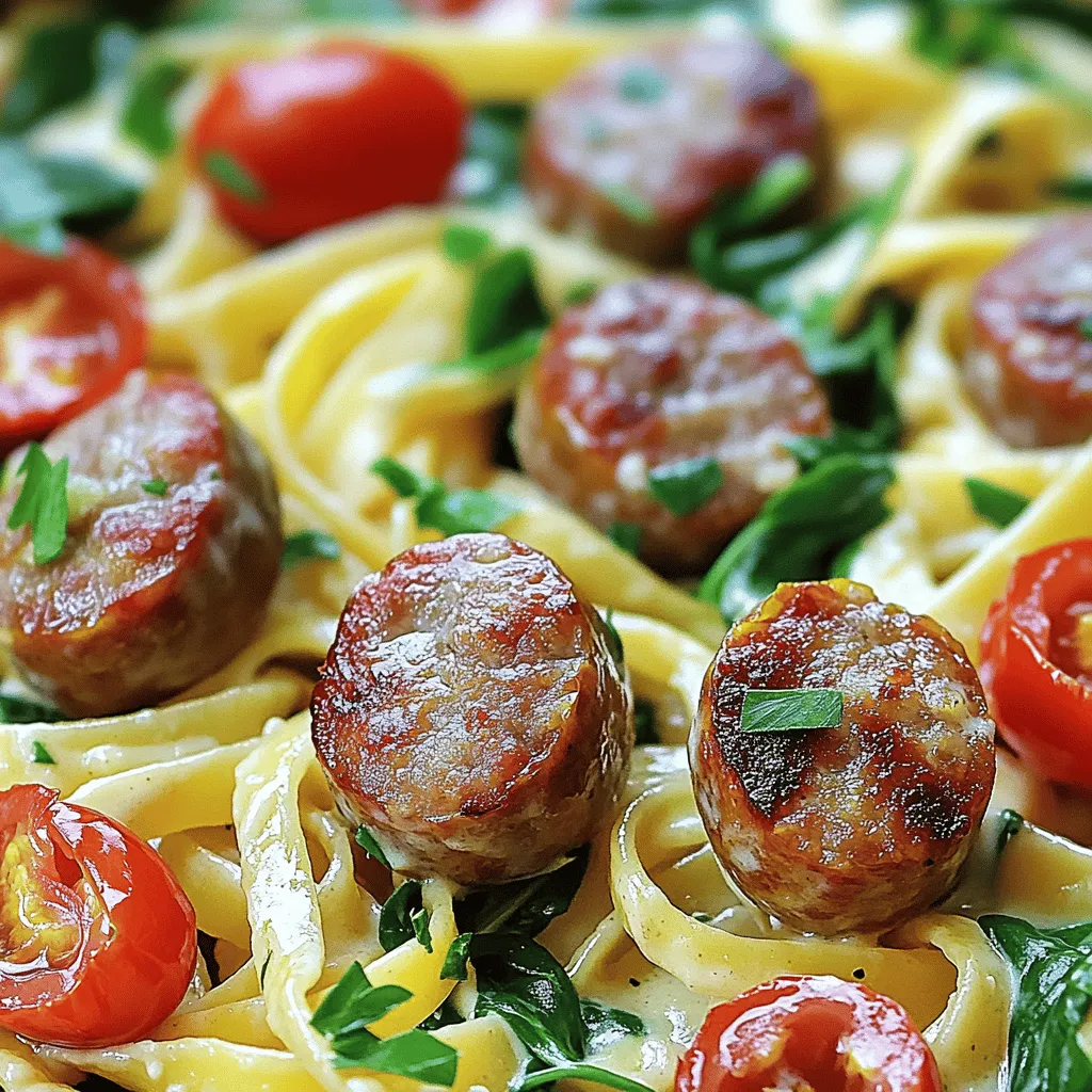 To make garlic butter sausage bites with creamy parmesan pasta, you need a few simple ingredients. Start with 1 pound of Italian sausage. You can choose mild or spicy, based on your taste. Cut the sausage into bite-sized pieces for easy cooking and eating.