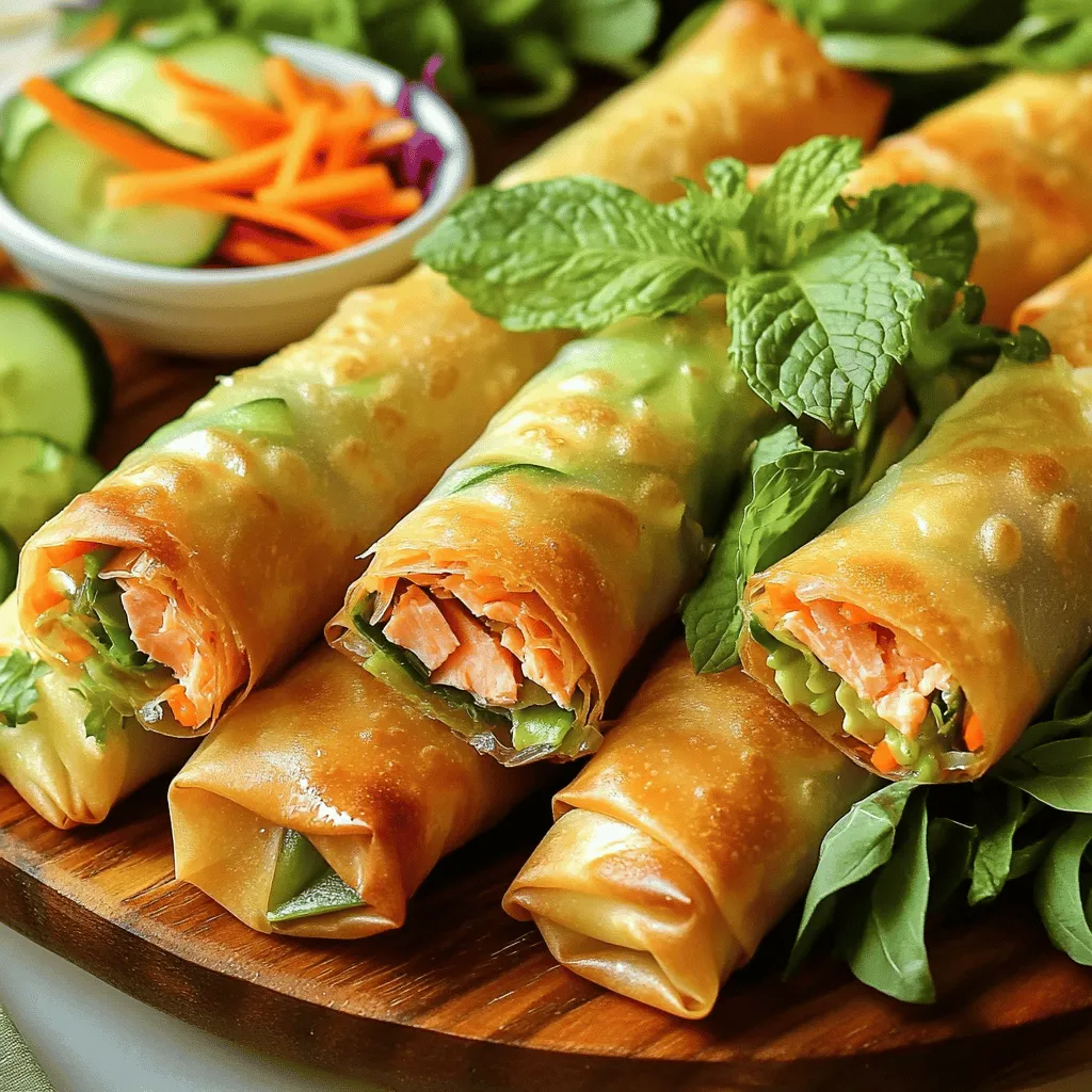 To make these tasty spring rolls, you need a few key items. First, grab 8 rice paper wrappers. These wrappers are the perfect outer layer. Next, you'll need 1 cup of cooked salmon. You can use fresh fish or leftover salmon. Then, get 1 cup of vermicelli noodles. These noodles add a nice texture.