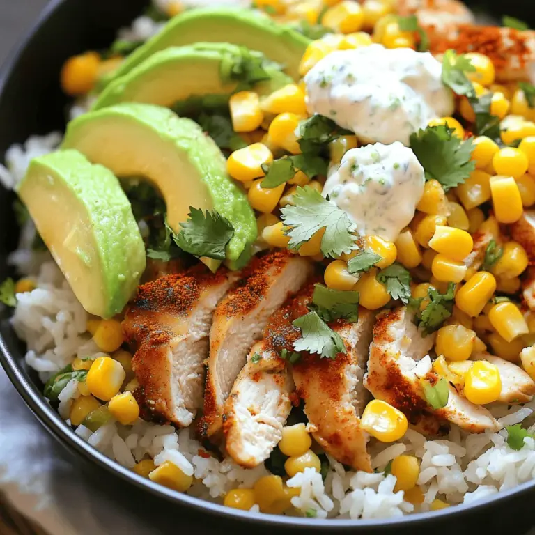 The Street Corn Chicken Rice Bowl is full of flavor. You need a few key ingredients to make it shine.