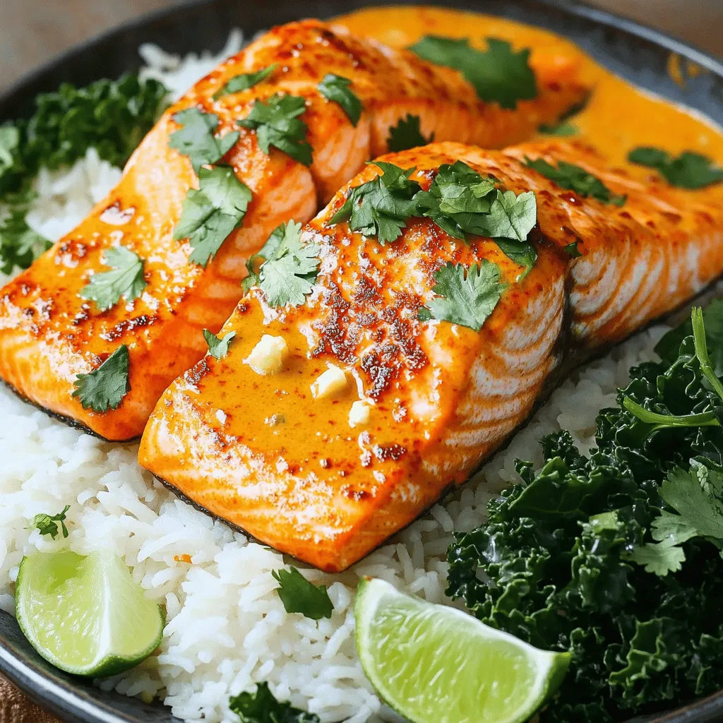 For a tasty coconut curry salmon recipe, you need fresh salmon and a few key items. First, get 4 salmon fillets, each about 6 ounces. You want them to be thick and fresh. They will soak up the flavors well.