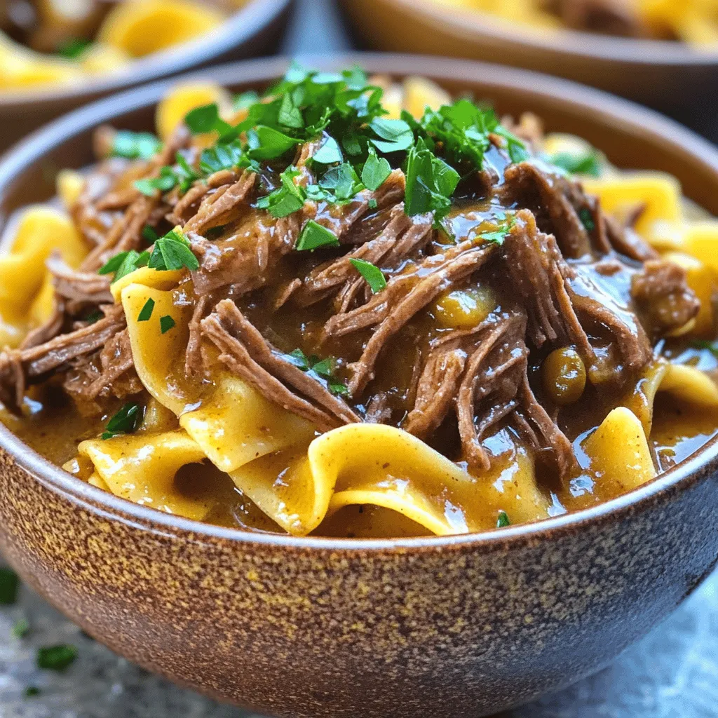 The key ingredients in this savory Mississippi beef noodles recipe bring warmth and flavor.
