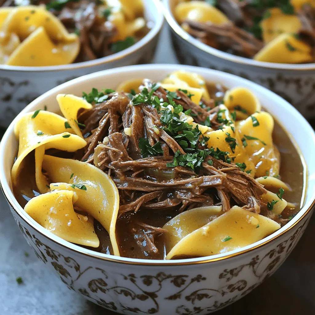 The key ingredients in this savory Mississippi beef noodles recipe bring warmth and flavor.