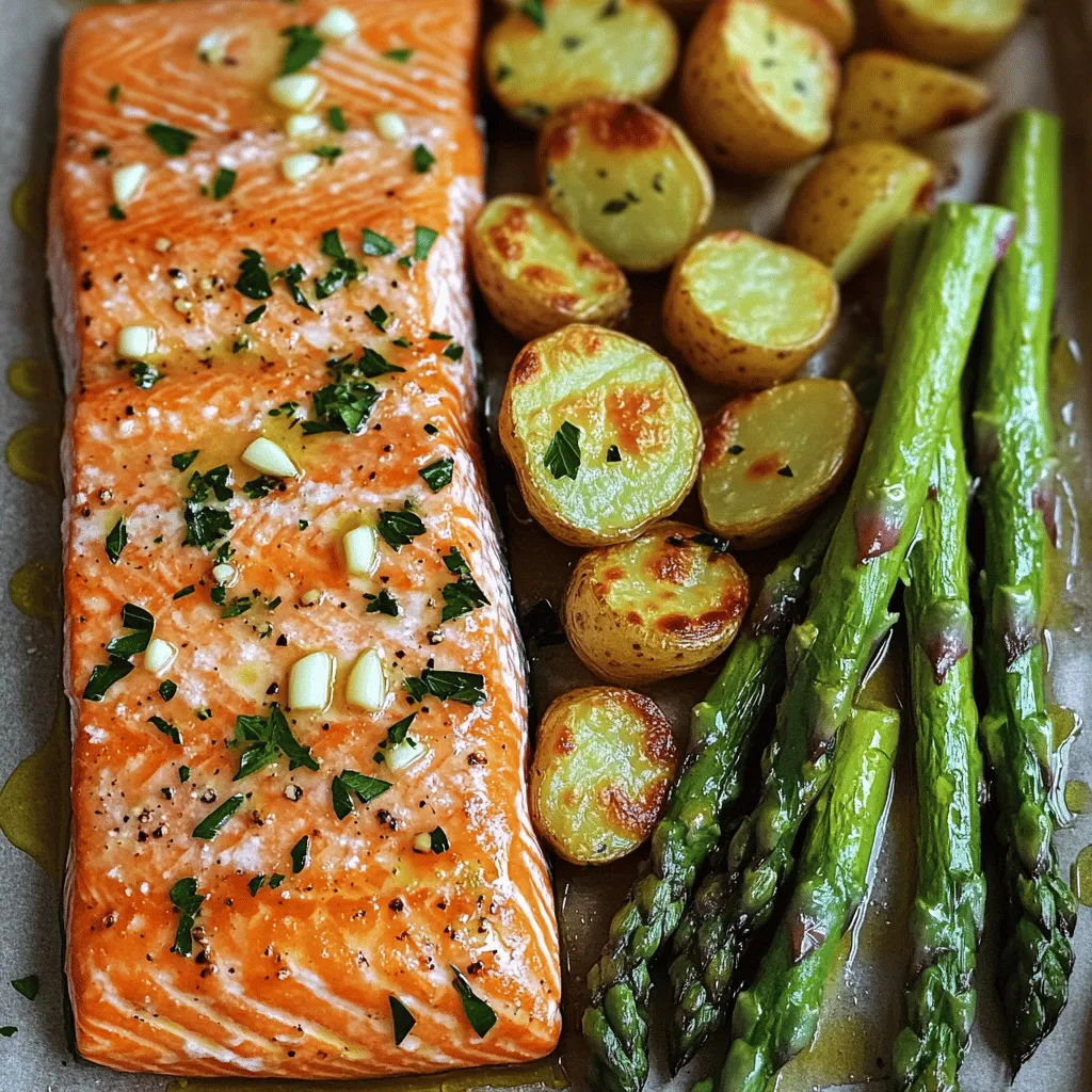 To make sheet pan salmon and asparagus with crispy potatoes, gather these ingredients: