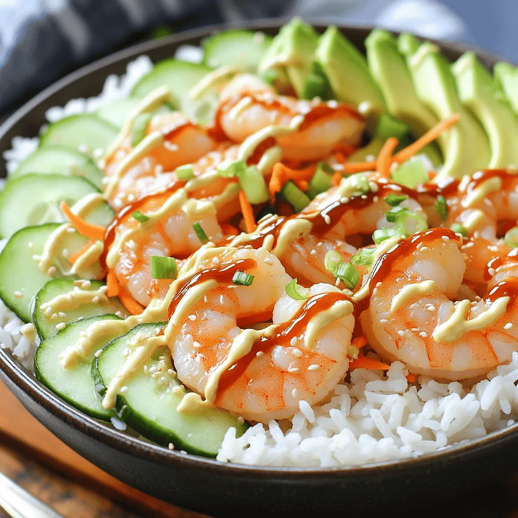 Delicious shrimp rice bowls with spicy mayo are a fun and tasty meal. They mix fresh shrimp, rice, and colorful veggies. Topped with spicy mayo, they delight the senses. This dish is not just quick but also very simple to make.