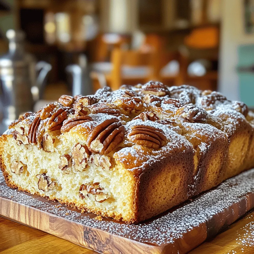 To make sweet Alabama pecan bread, you need simple ingredients. You will need 2 cups of all-purpose flour. For sweetness, add 1 cup of granulated sugar. You will also need 1 teaspoon of baking powder and 1/2 teaspoon of baking soda. Salt enhances the flavor, so include 1/2 teaspoon. Ground cinnamon and nutmeg add warmth; use 1/2 teaspoon of cinnamon and 1/4 teaspoon of nutmeg. Don’t forget 3/4 cup of buttermilk and 1/2 cup of melted unsalted butter. For binding, you will need 2 large eggs and 1 teaspoon of vanilla extract. Finally, add 1 cup of chopped pecans for that rich, nutty taste.