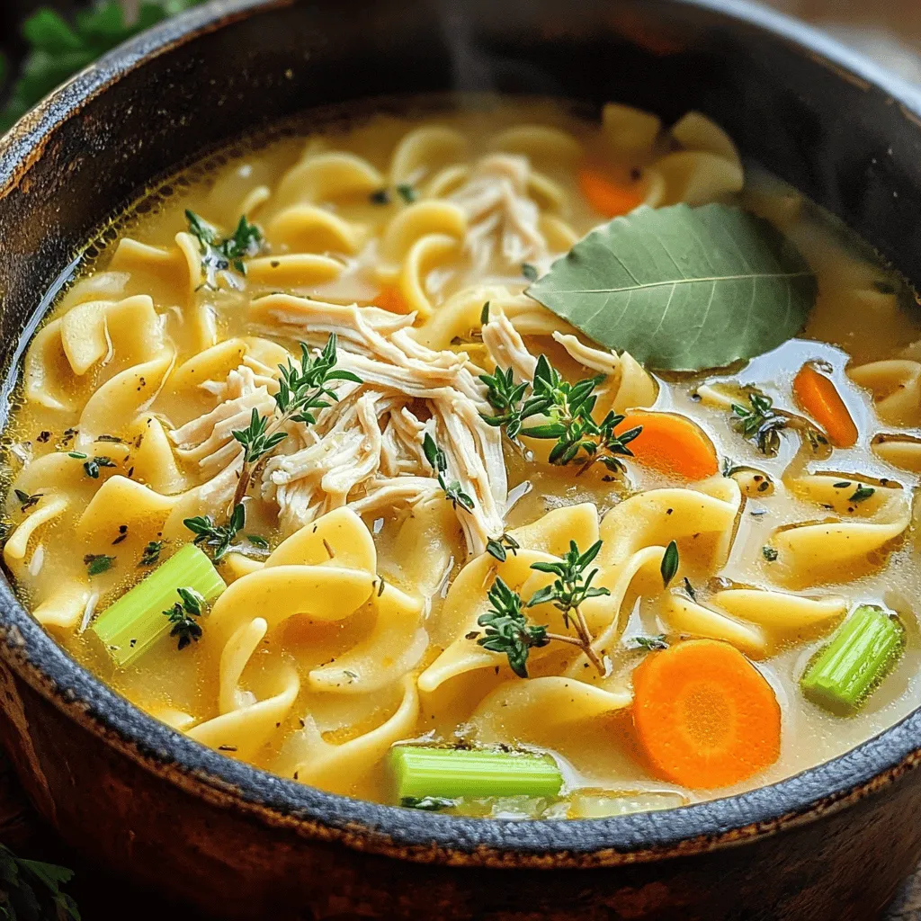 Chicken noodle soup is a warm hug in a bowl. To make this tasty dish, you need a few key ingredients. First, the base is homemade chicken broth for soup. This broth gives your soup rich flavor. If you want to save time, store-bought broth works too.