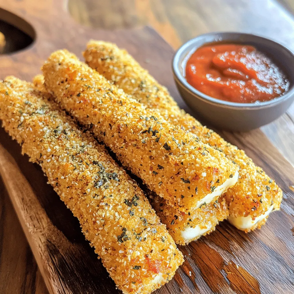 To make great mozzarella sticks, you need simple ingredients. The main star is fresh mozzarella cheese. I like to cut it into sticks that are about 3 inches long. This size helps the cheese melt well and gives you that perfect cheese pull.