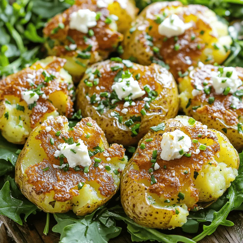 The crispy herb smashed potato salad is a treat. You need simple and fresh ingredients. First, choose the right potatoes. I love small Yukon Gold potatoes for their creamy texture. They hold up well when smashed and roasted.