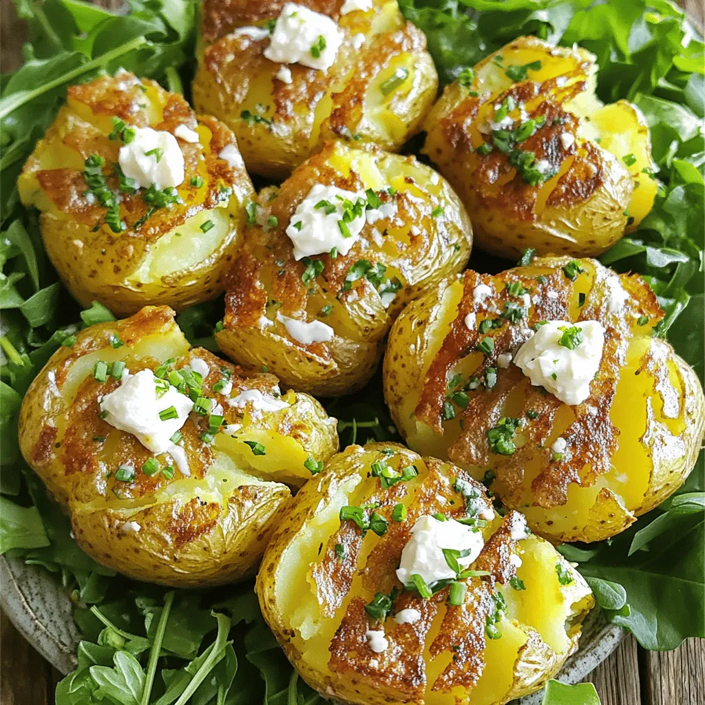 The crispy herb smashed potato salad is a treat. You need simple and fresh ingredients. First, choose the right potatoes. I love small Yukon Gold potatoes for their creamy texture. They hold up well when smashed and roasted.