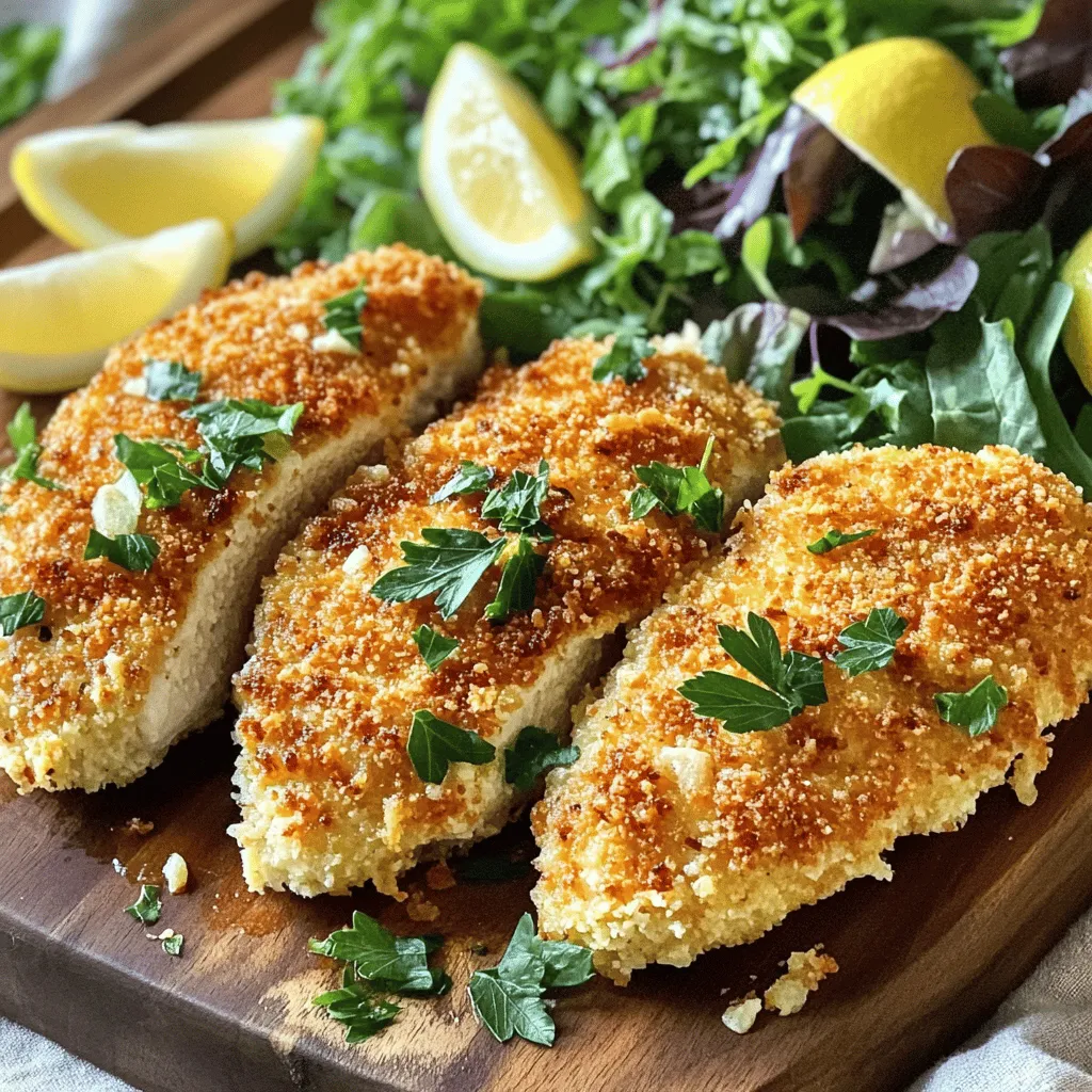 The key ingredients make this dish shine. You need four boneless, skinless chicken breasts. They serve as the main star. For the crust, grated Parmesan cheese is a must. It adds rich flavor and a nice crunch. Panko breadcrumbs give the crust a light and crispy texture.