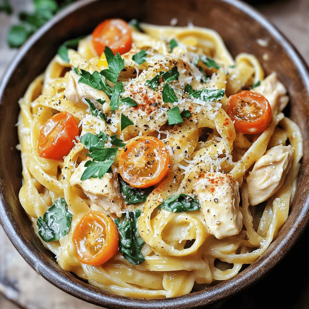 To make creamy cowboy butter chicken linguine, you need simple, fresh ingredients. First, you need 8 oz of linguine pasta. This pasta gives a nice base for the dish. Next, use 2 boneless, skinless chicken breasts, diced into small pieces. The chicken adds protein and heartiness.