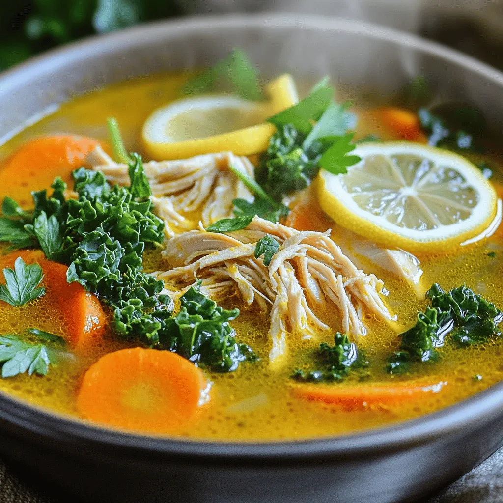 The main ingredients for soothing turmeric chicken soup include chicken, turmeric, and ginger. Each plays a key role in flavor and health.