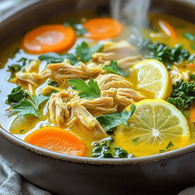 The main ingredients for soothing turmeric chicken soup include chicken, turmeric, and ginger. Each plays a key role in flavor and health.