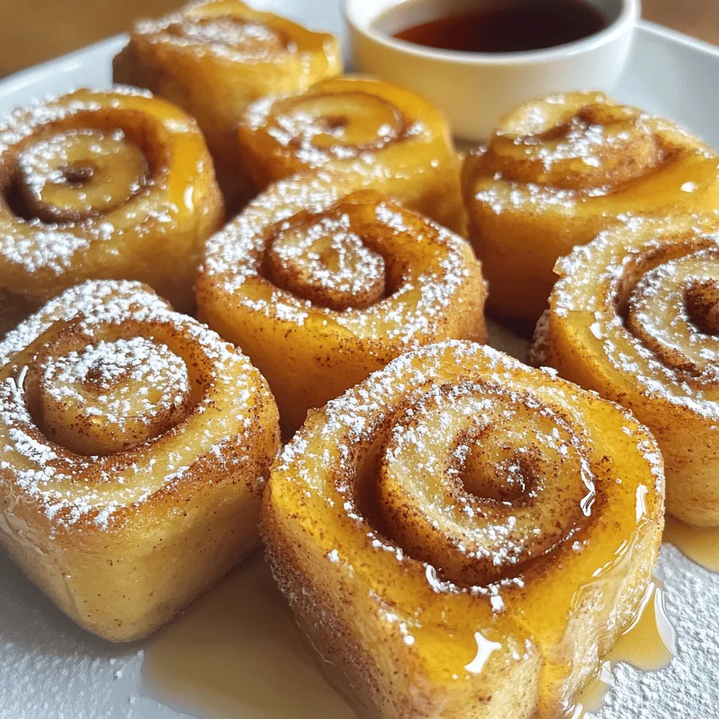 To make cinnamon roll french toast bites, you need simple ingredients. First, grab one can of refrigerated cinnamon rolls, which come with icing. You will also need four large eggs. Next, measure out half a cup of milk. Add one teaspoon of vanilla extract for flavor. You will use half a teaspoon of ground cinnamon and a quarter teaspoon of nutmeg. Finally, get one tablespoon of butter for frying. Maple syrup and powdered sugar are great for serving.