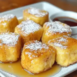 To make cinnamon roll french toast bites, you need simple ingredients. First, grab one can of refrigerated cinnamon rolls, which come with icing. You will also need four large eggs. Next, measure out half a cup of milk. Add one teaspoon of vanilla extract for flavor. You will use half a teaspoon of ground cinnamon and a quarter teaspoon of nutmeg. Finally, get one tablespoon of butter for frying. Maple syrup and powdered sugar are great for serving.