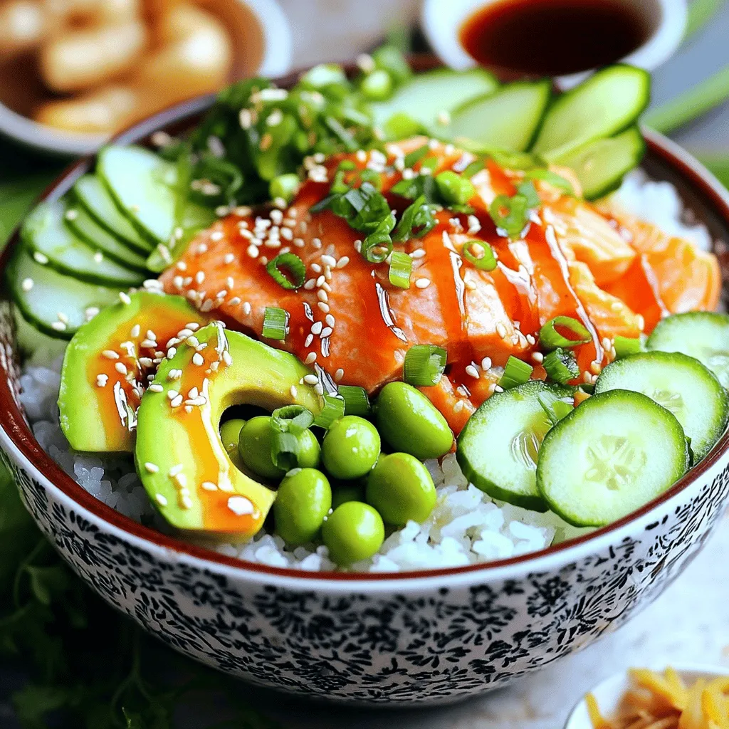 To make a flavorful spicy salmon rice bowl, you need key ingredients. Each one adds its own unique taste.