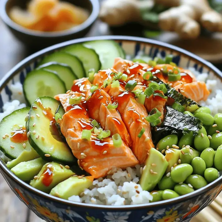 To make a flavorful spicy salmon rice bowl, you need key ingredients. Each one adds its own unique taste.