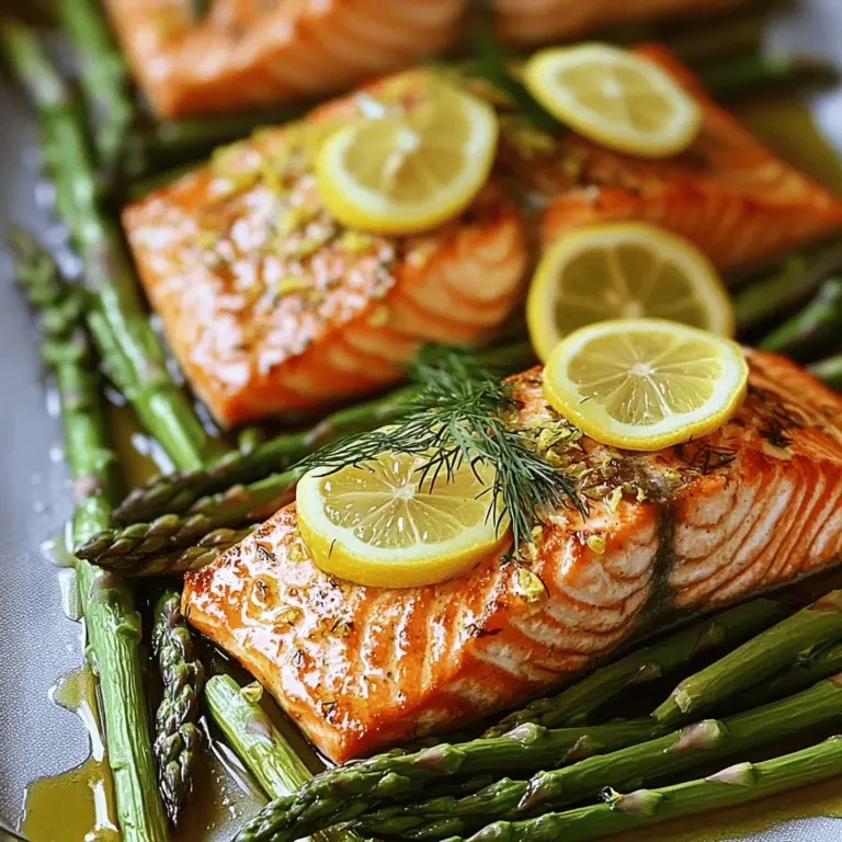 The key to a great baked salmon recipe lies in fresh, simple ingredients. For this dish, you will need two salmon fillets and one bunch of asparagus. These form the heart of your meal.