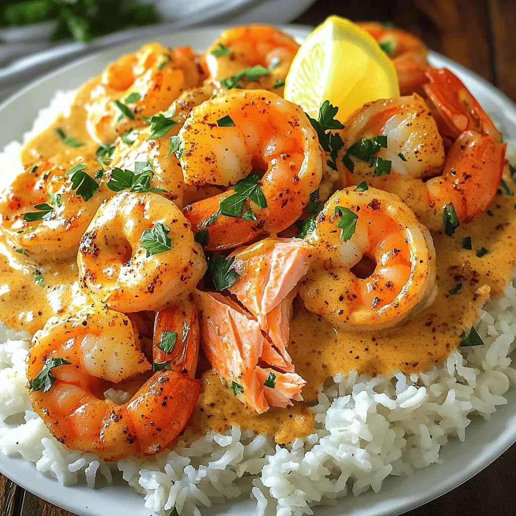 The key to a great Cajun shrimp recipe lies in its ingredients. You need fresh, high-quality shrimp and salmon. The shrimp should be peeled and deveined. For the salmon, fillets work best. The right Cajun seasoning for shrimp is crucial. You can buy it or make your own mix.
