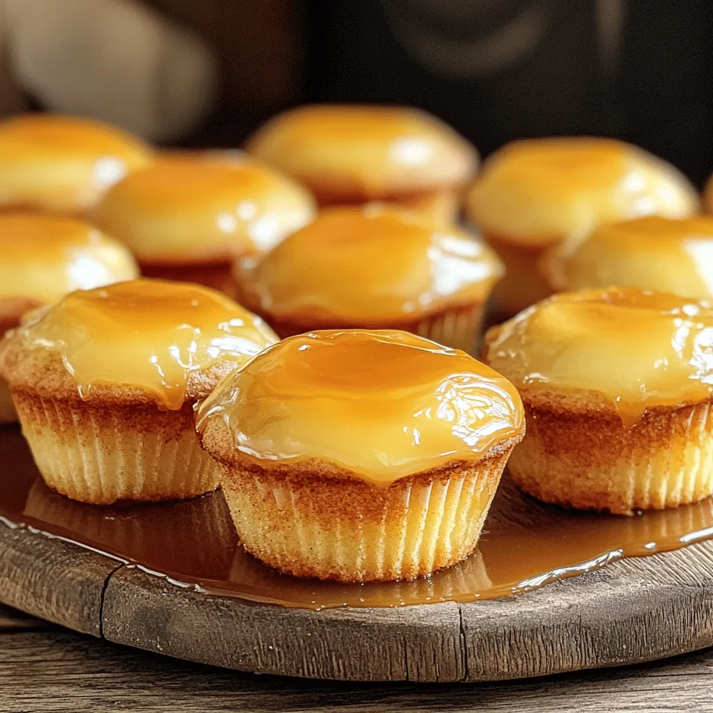 Caramel flan muffins combine the rich taste of flan with the soft texture of muffins. They are a unique dessert that stands out at any gathering. The flavors in these muffins are a delight. You get creamy sweetness from the flan and caramel notes from the topping.