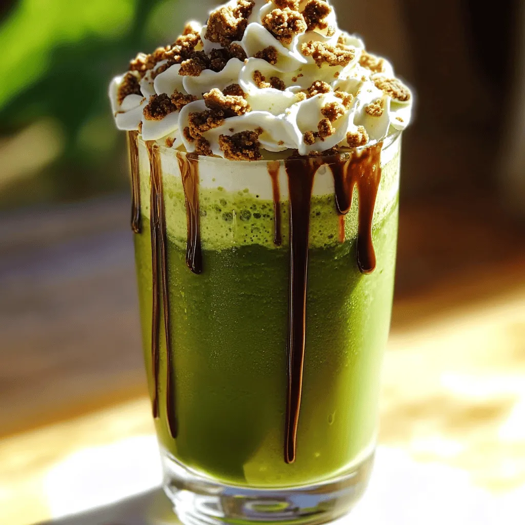 The Cookies & Cream Matcha Frappe has a few key ingredients. Each plays an important role in the drink's taste and texture.