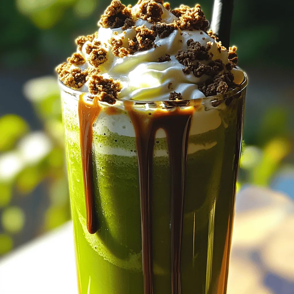 The Cookies & Cream Matcha Frappe has a few key ingredients. Each plays an important role in the drink's taste and texture.