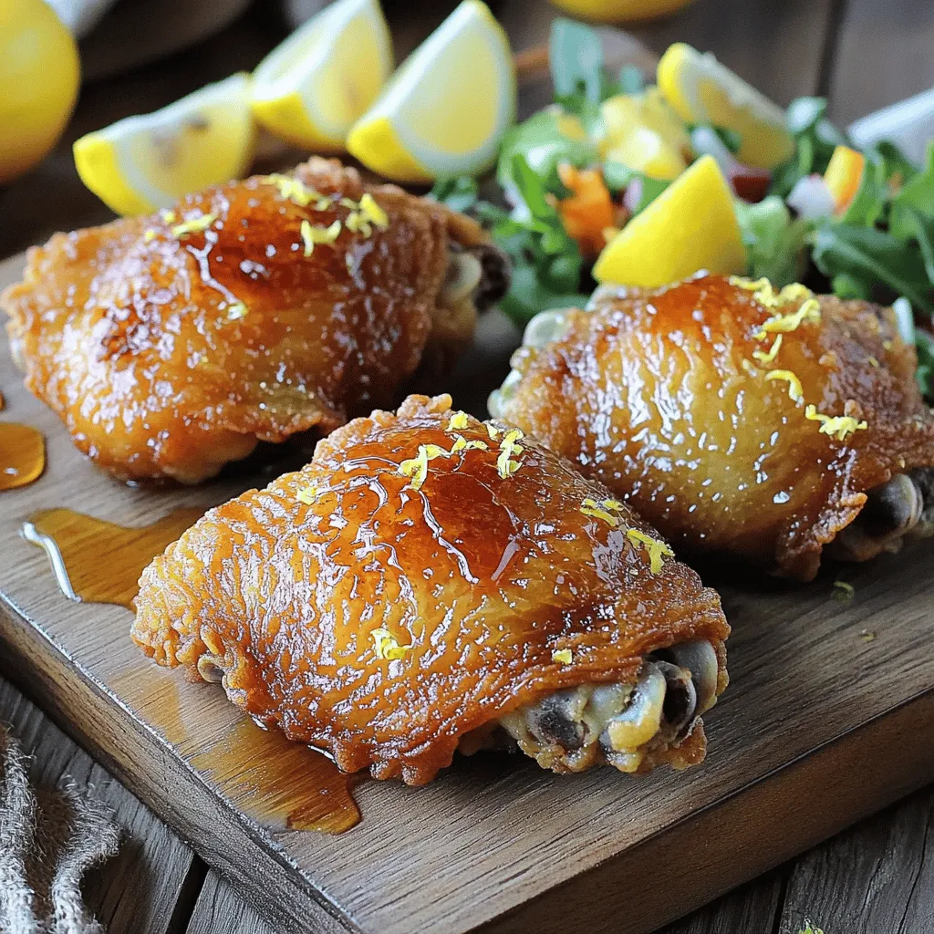 To make lemon tea fried chicken, you need fresh ingredients. The main star is chicken thighs. They stay juicy and tender when fried. You will also need buttermilk, which adds creaminess. For zing, gather lemon zest and honey.