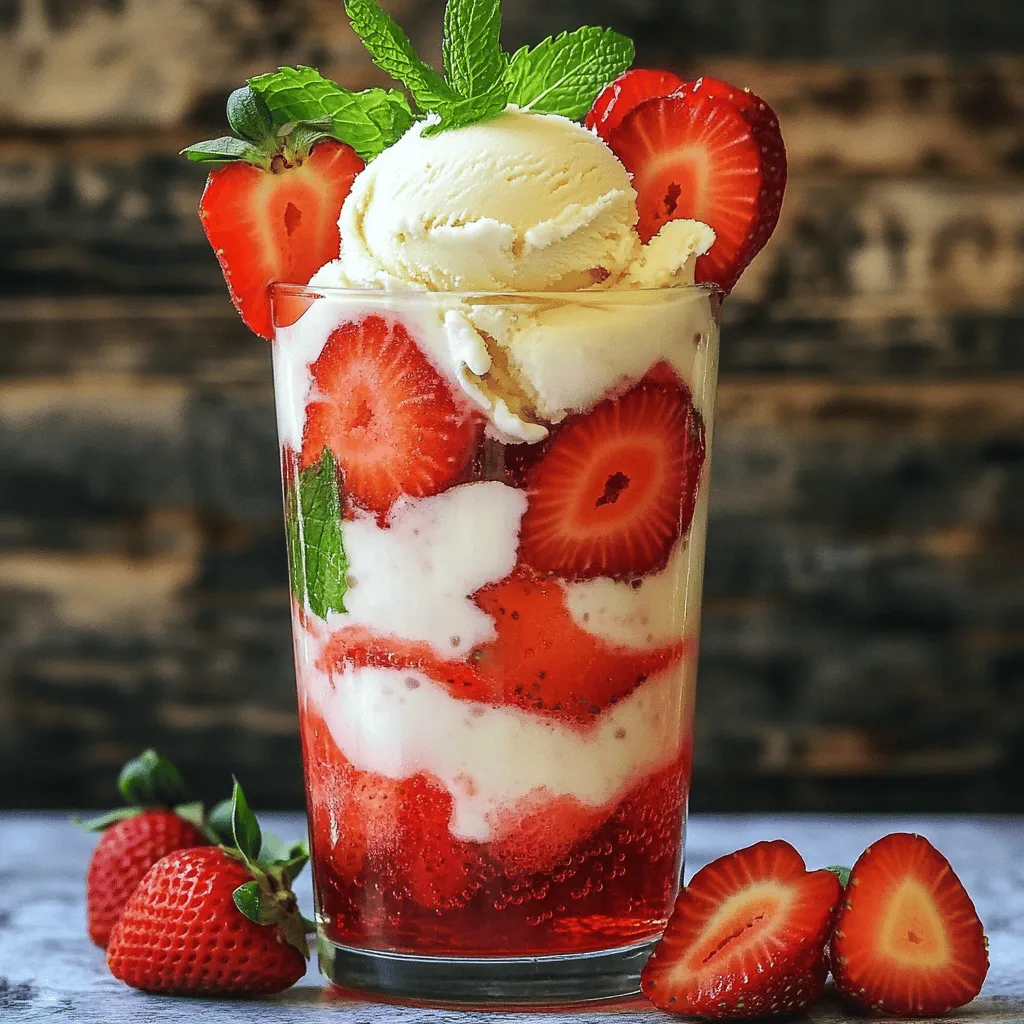 The ingredients for a strawberry patch float are simple and tasty. You need just a few items to make this fun treat. Here’s the list: