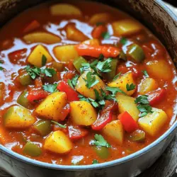 To make a great saucy Hungarian red potato goulash, you need simple, fresh ingredients. The key components include red potatoes, onion, garlic, and bell pepper. I like to use 1.5 pounds of red potatoes, which add a creamy texture. You will also need one medium onion, finely chopped, and three cloves of minced garlic. A diced bell pepper, either red or green, brings a nice crunch and sweetness.